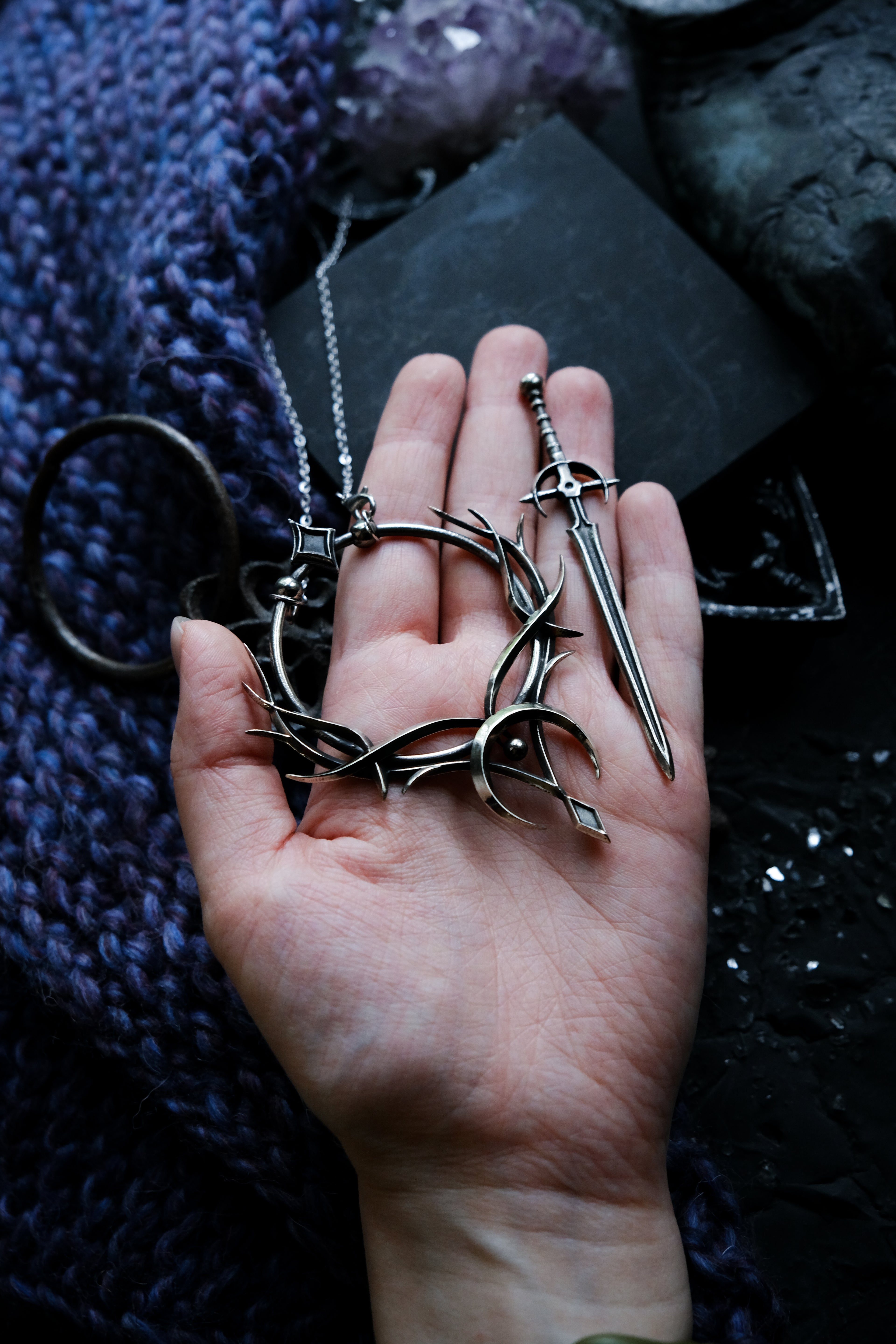 Elven hairpin with sword pin