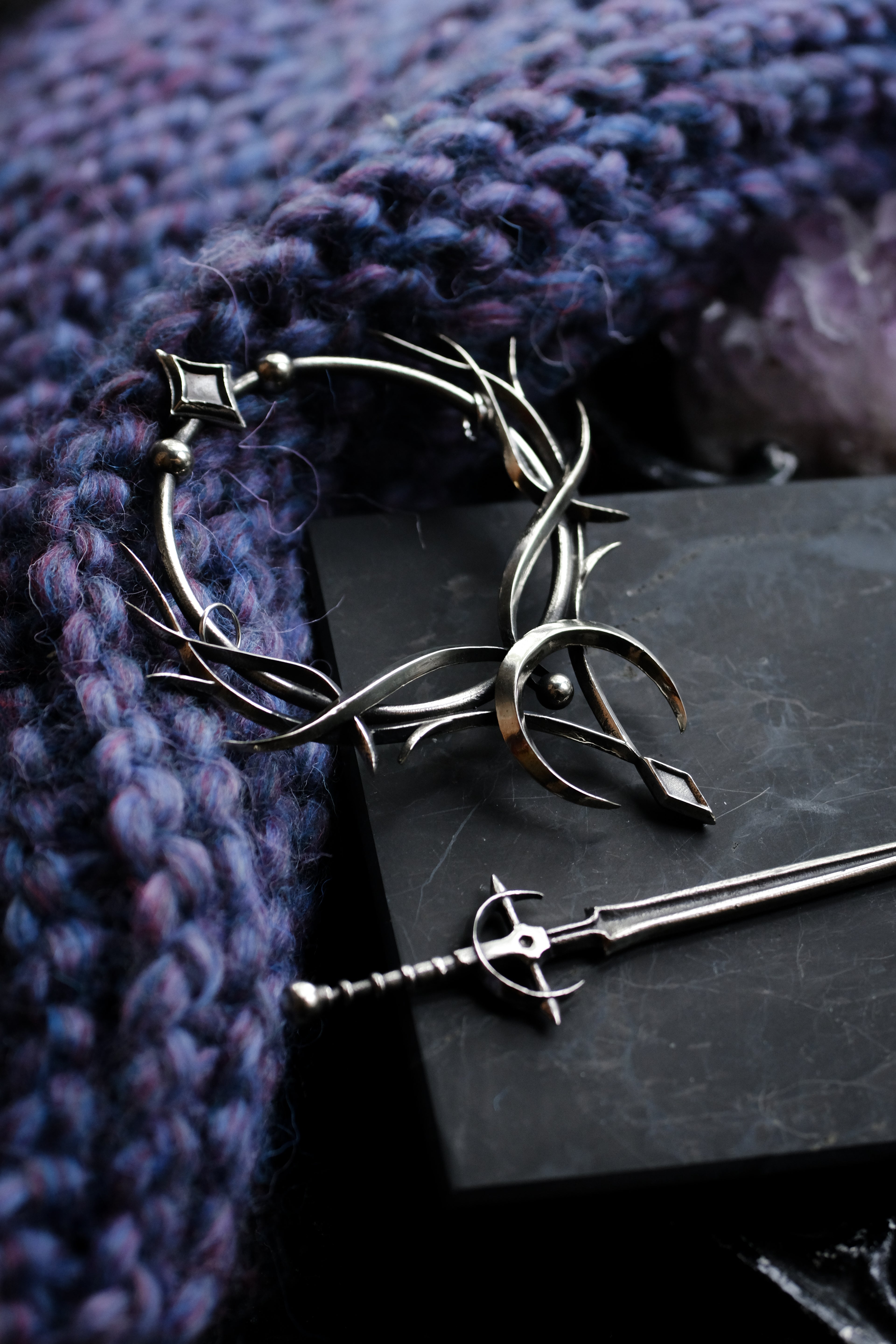 Elven hairpin with sword pin