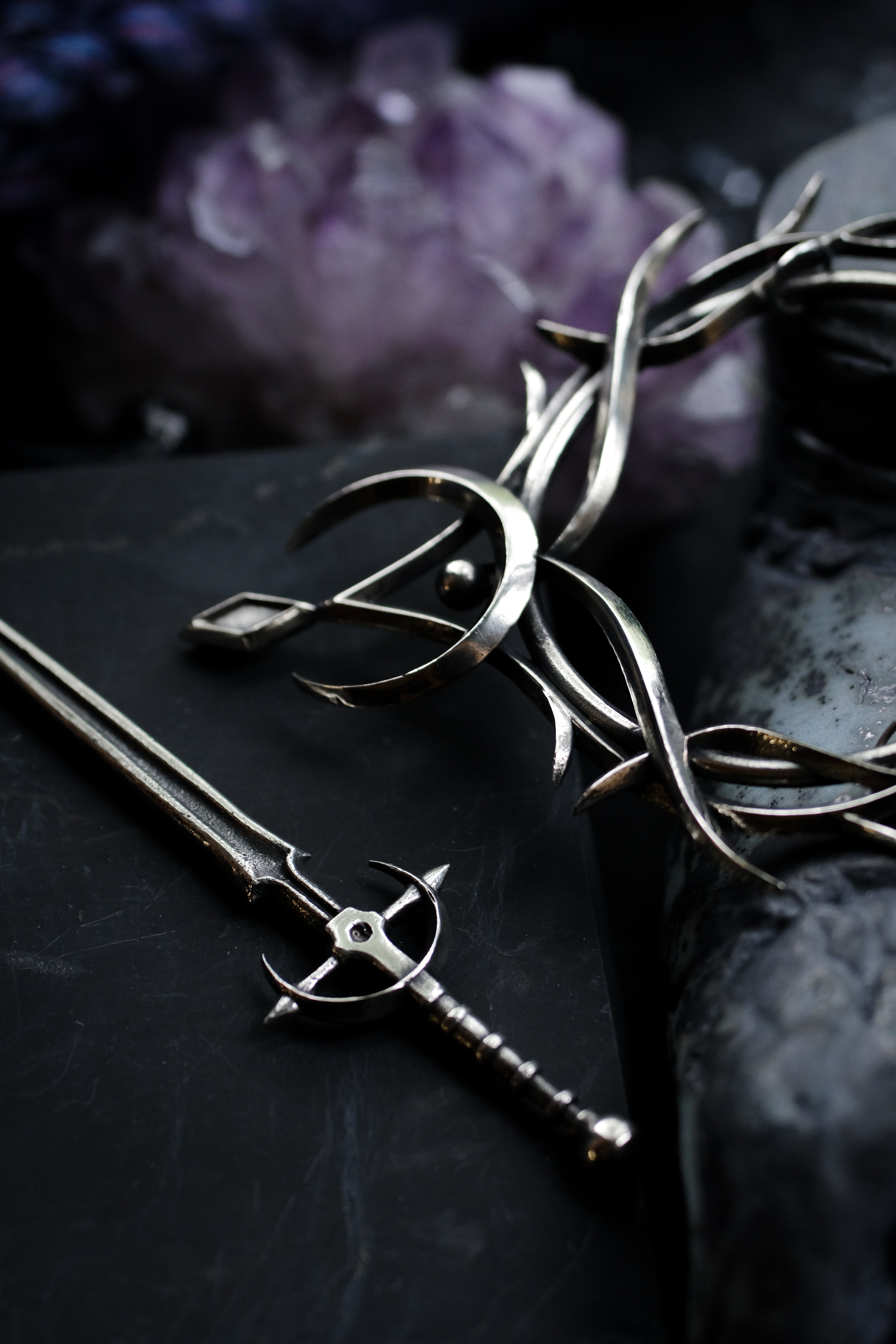 Elven hairpin with sword pin