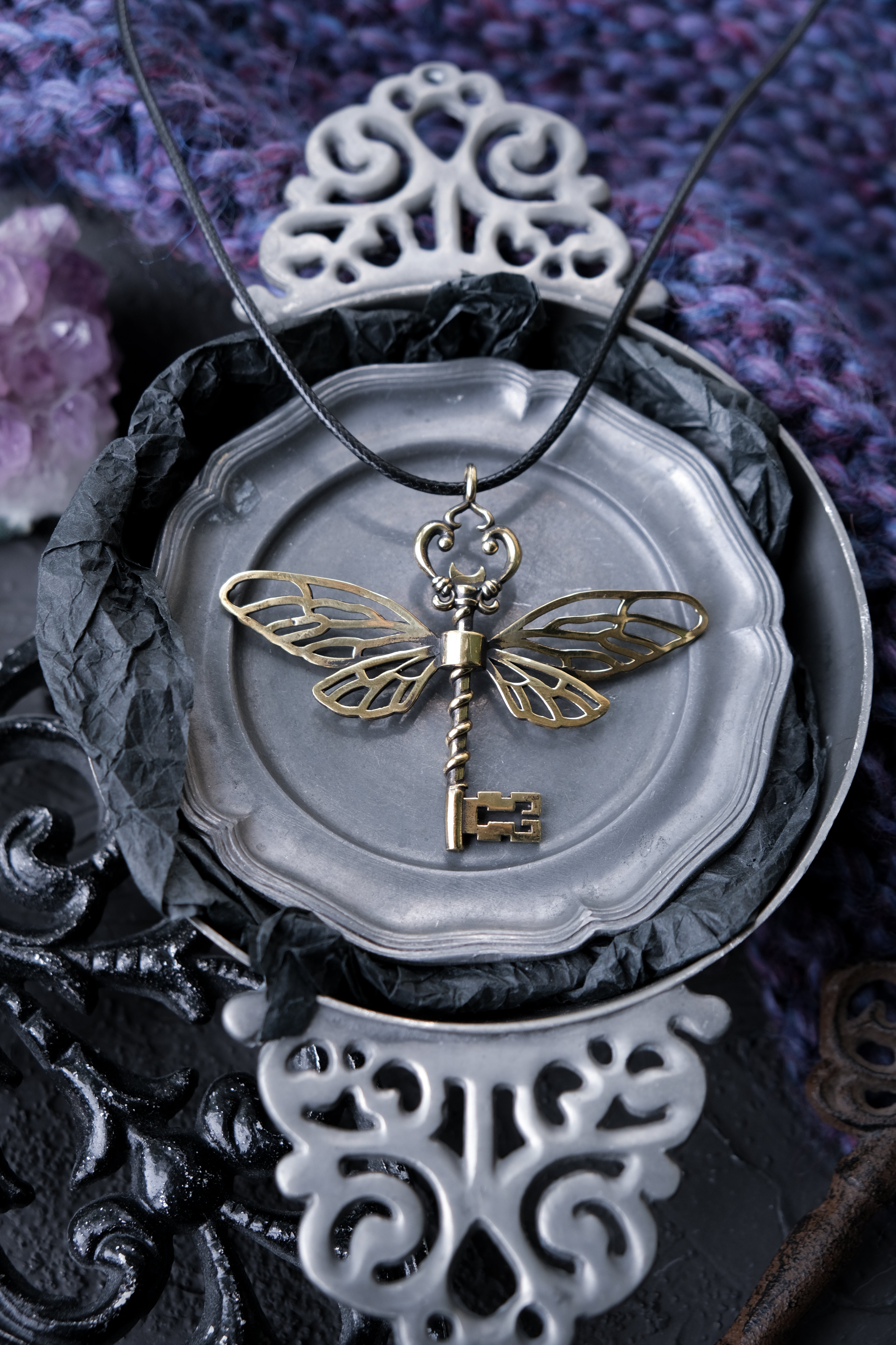 Winged key pendant