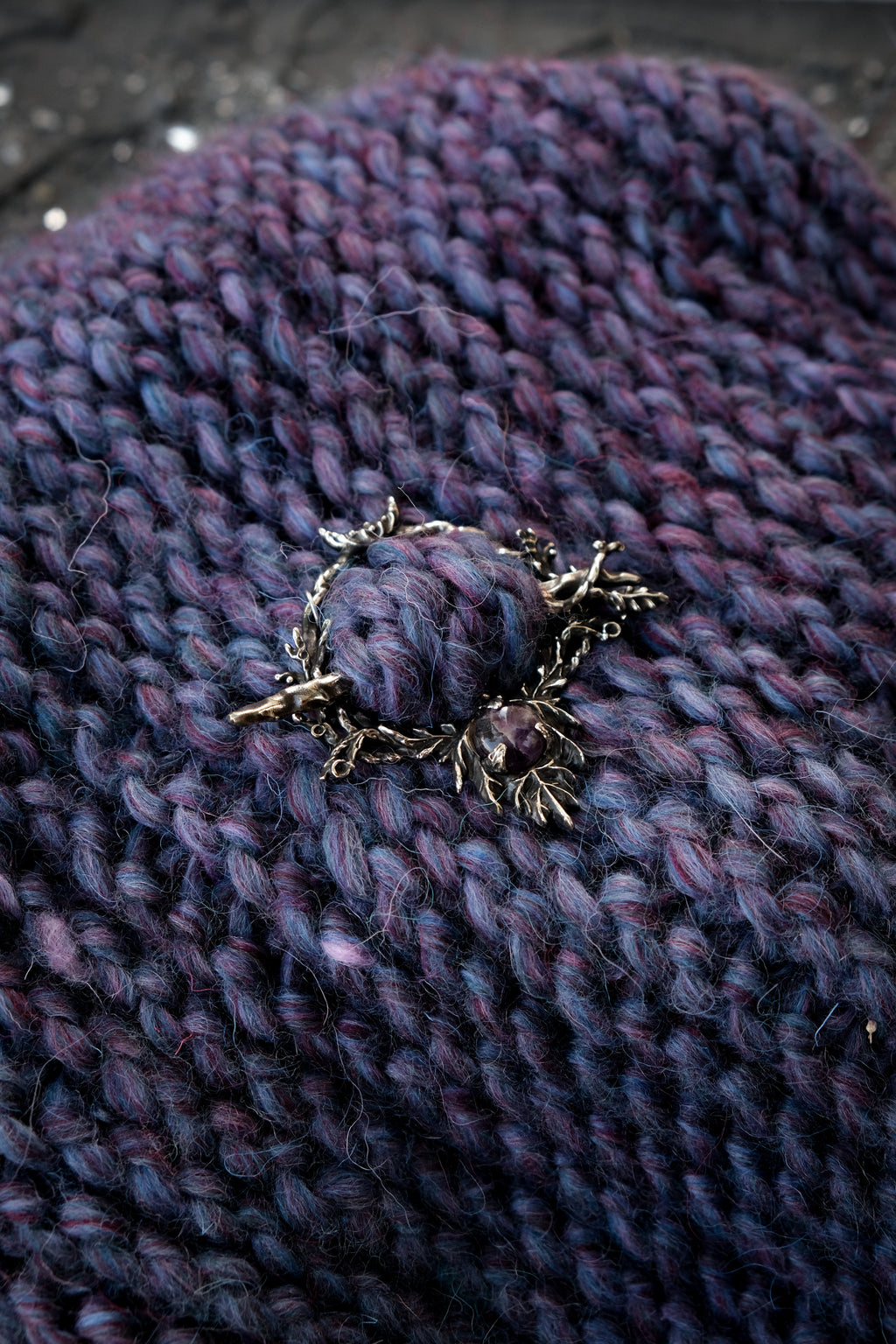 Elven leaf hairpin with amethyst 2