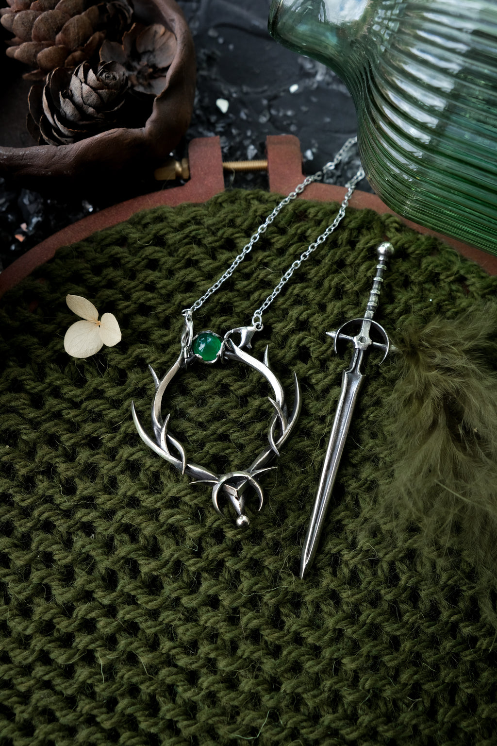 Elven hairpin, mini size (agate)