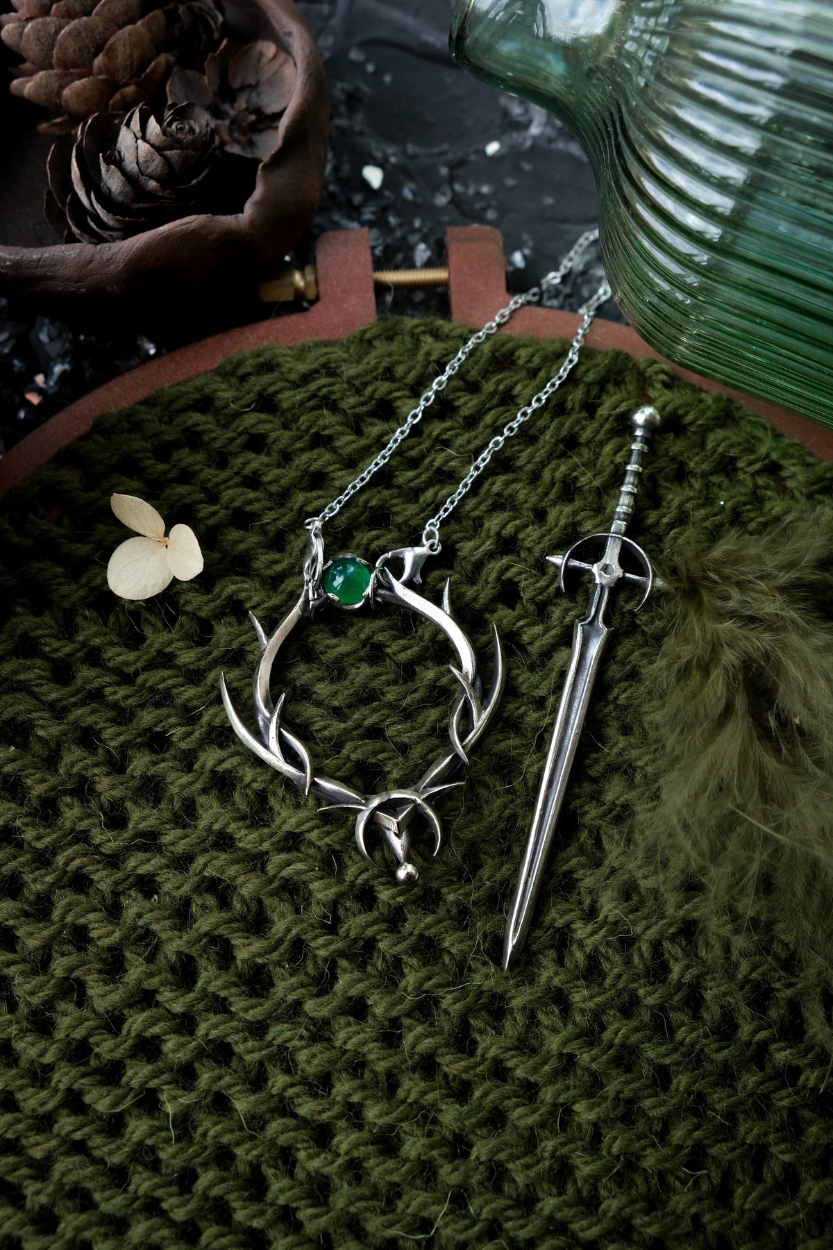 Elven hairpin, mini size (agate)