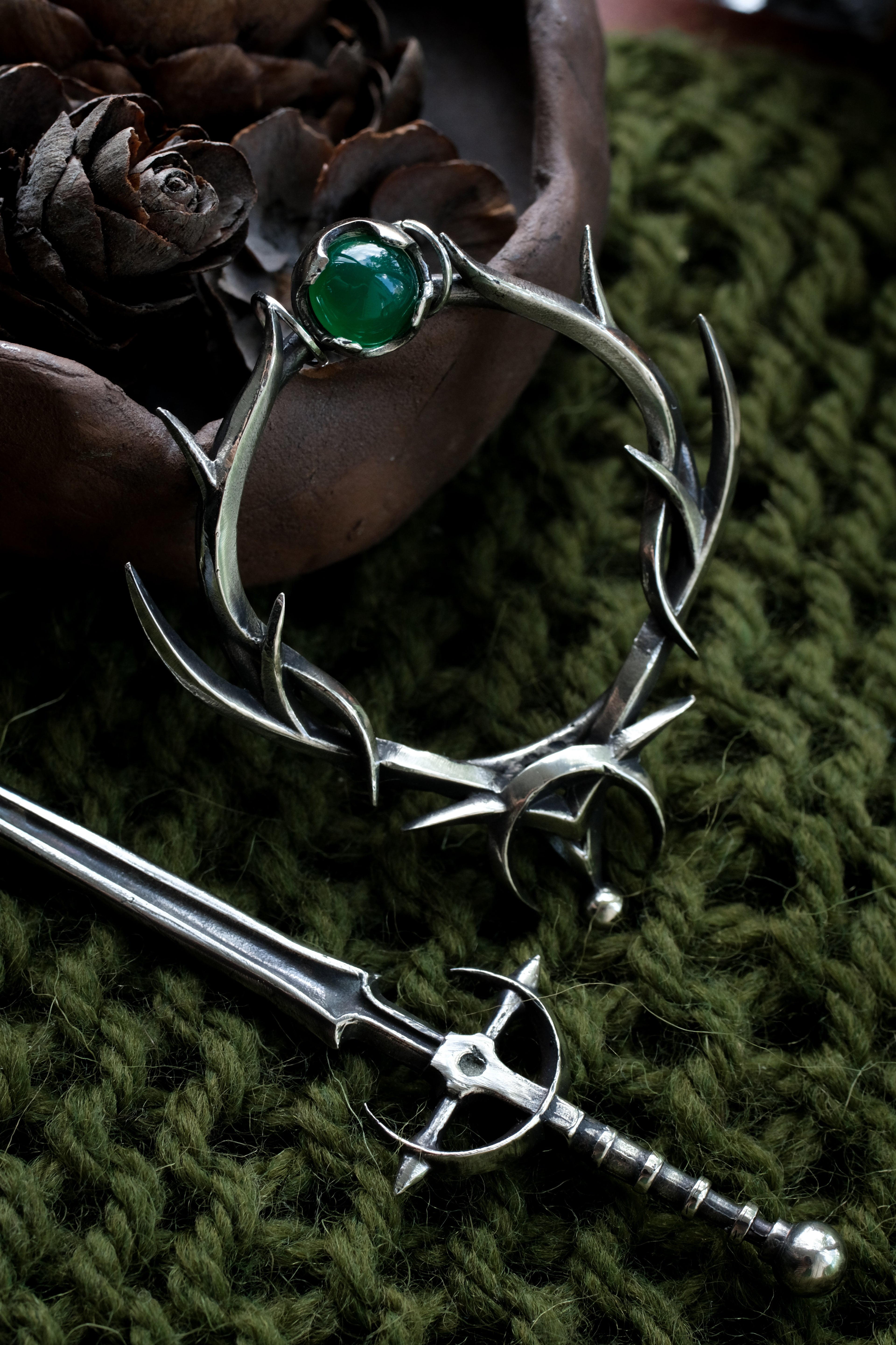 Elven hairpin, mini size (agate)