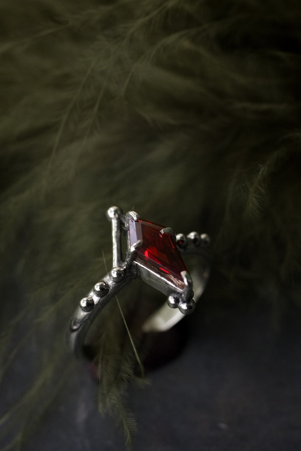 Fairycore ring with red fianite