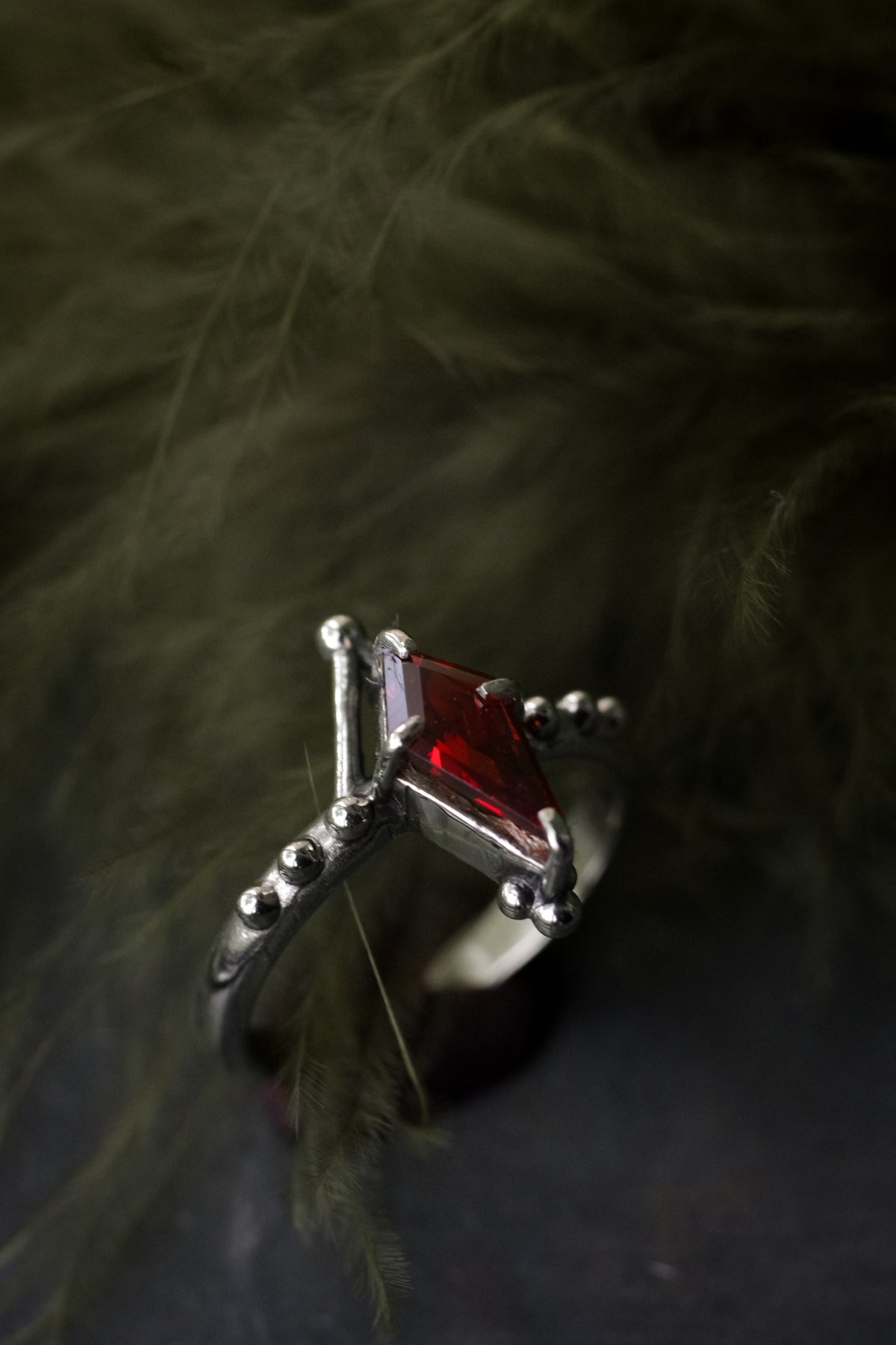 Fairycore ring with red fianite