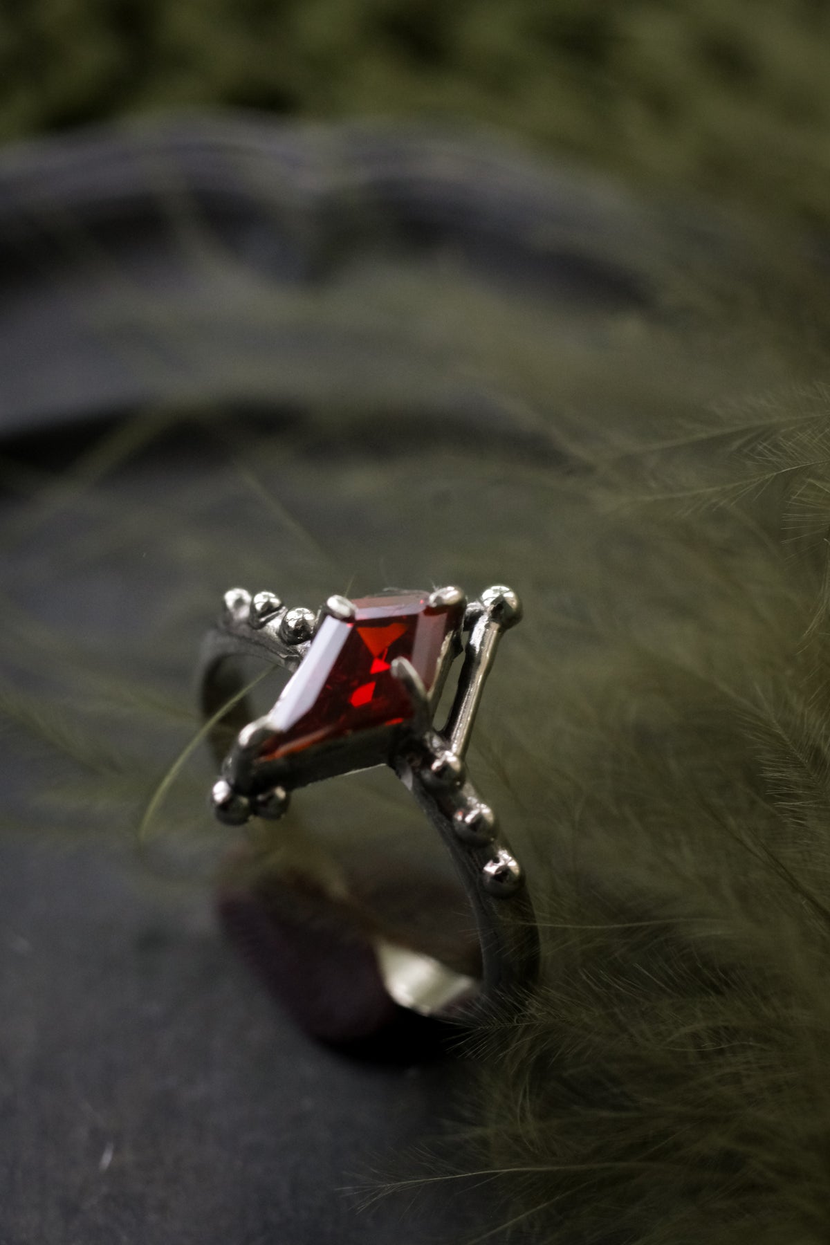 Fairycore ring with red fianite