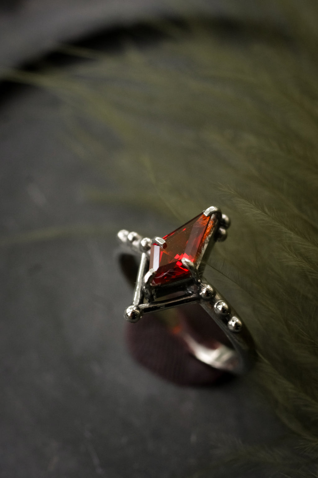 Fairycore ring with red fianite