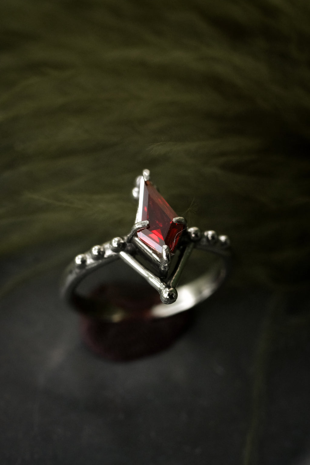 Fairycore ring with red fianite