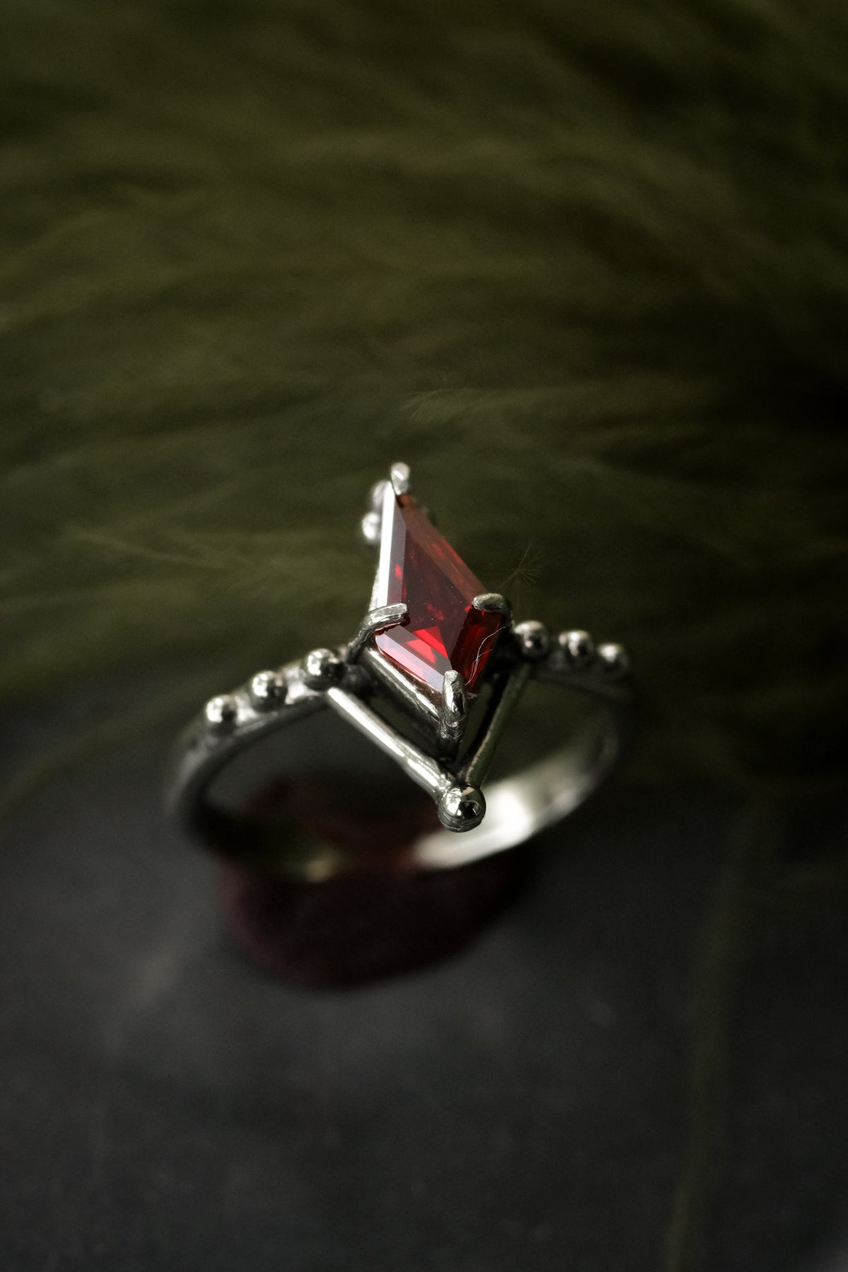 Fairycore ring with red fianite