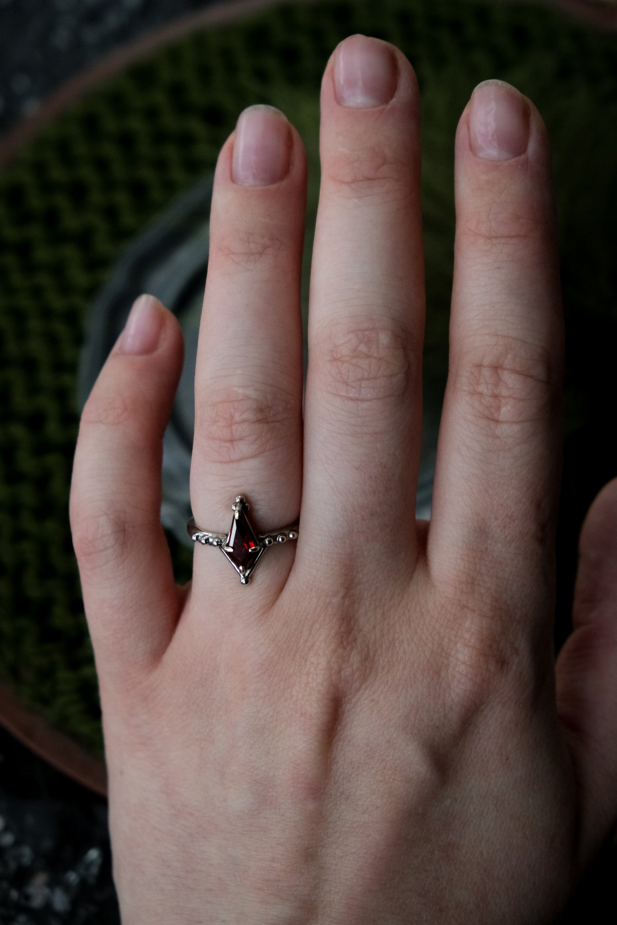 Fairycore ring with red fianite