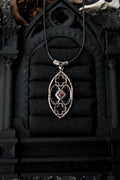 Gothic window pendant with garnet