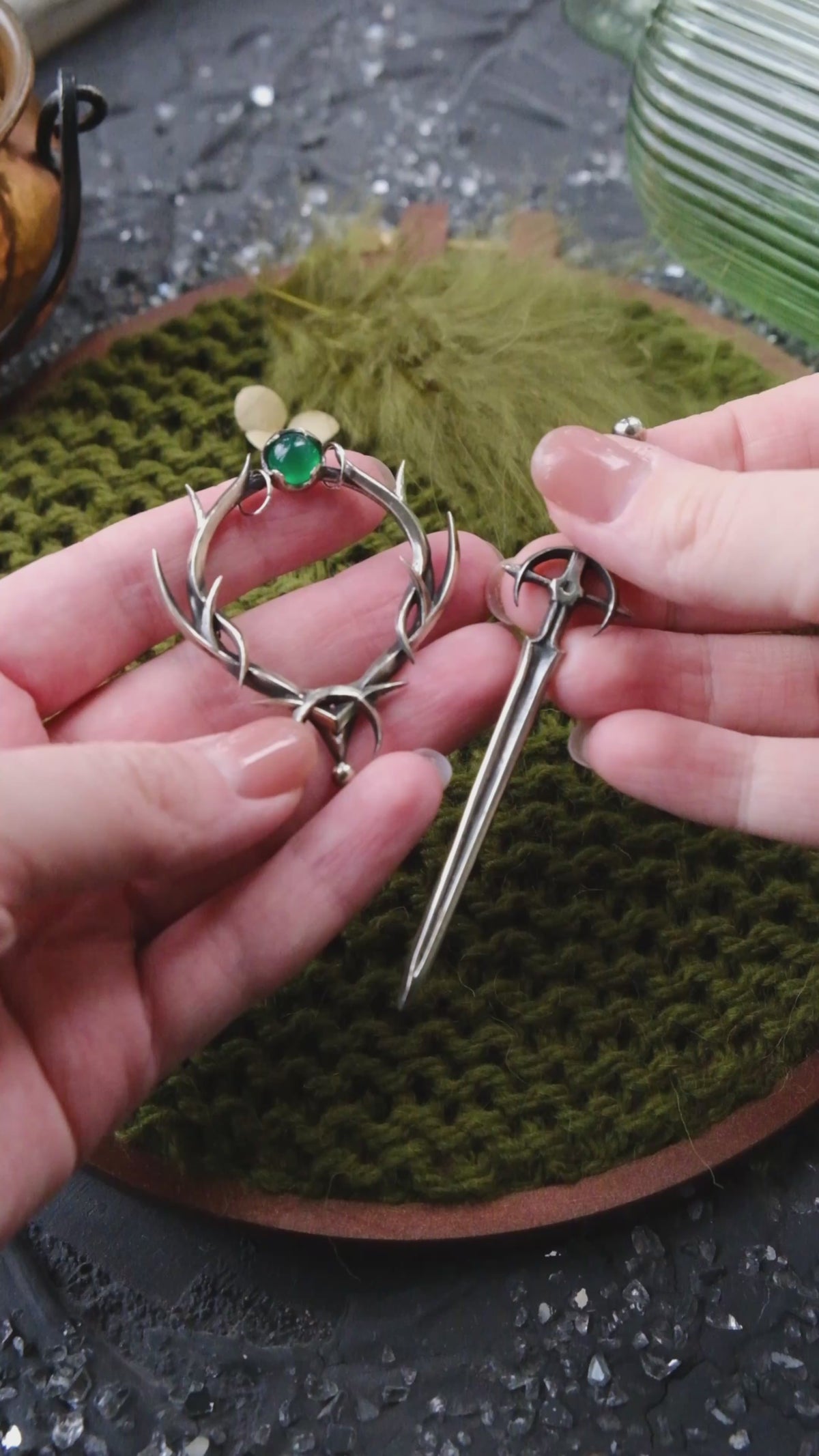 Elven hairpin, mini size (agate)