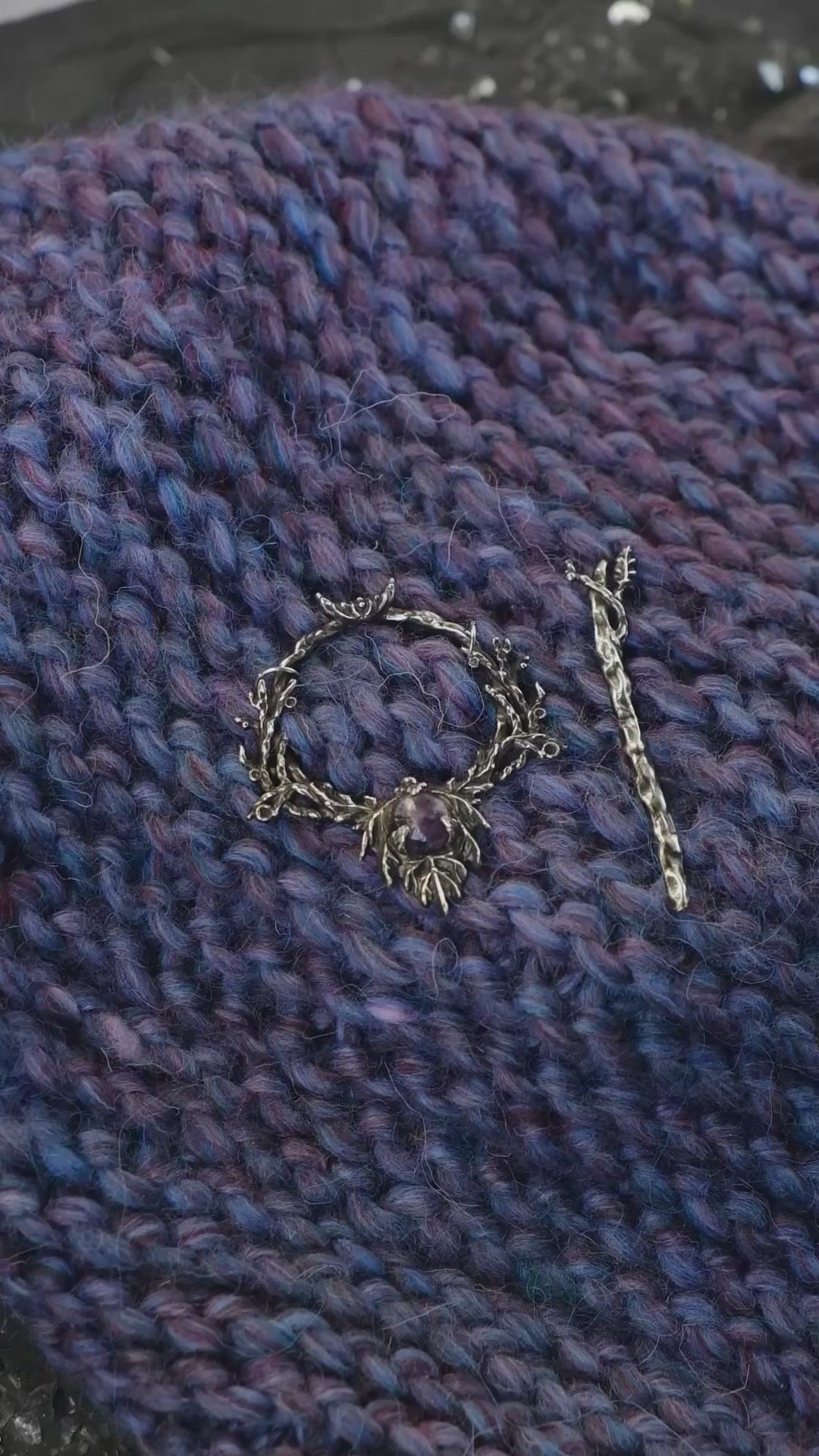 Elven leaf hairpin with amethyst 2