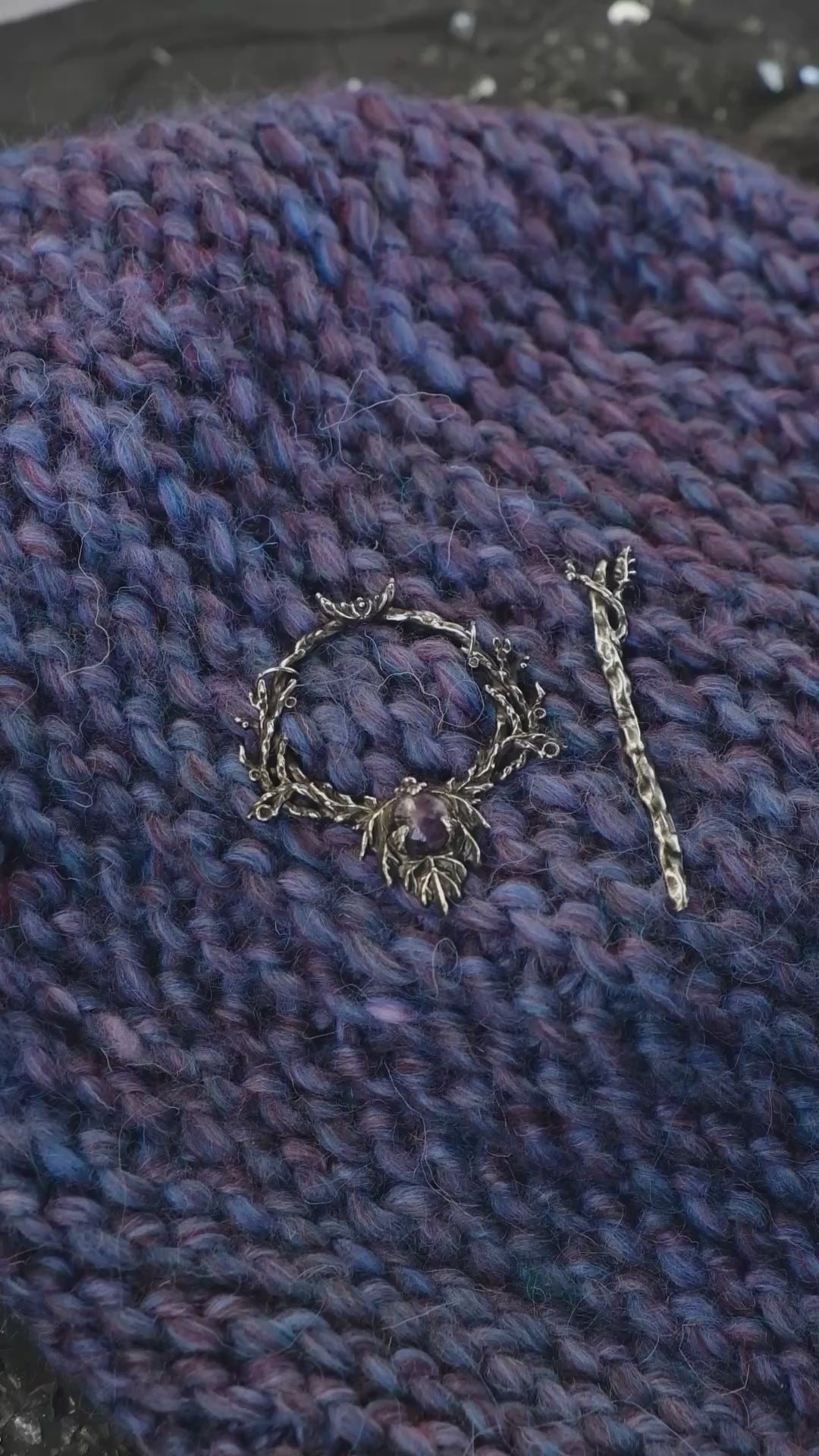 Elven leaf hairpin with amethyst 2